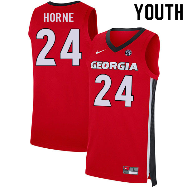 Youth #24 P.J. Horne Georgia Bulldogs College Basketball Jerseys Sale-Red